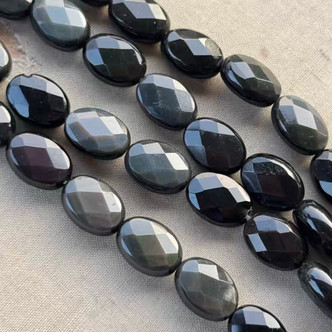 14x10mm Rainbow Obsidian Faceted Oval Semi Precious Beads Per Strand