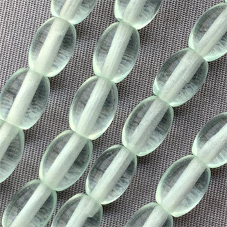 Aqua Glass Quartz Oval Semi-Precious Beads - per strand