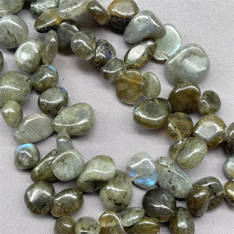 Green Labradorite Top Drilled Nugget 10mm Semi Precious Stone Beads Per Strand