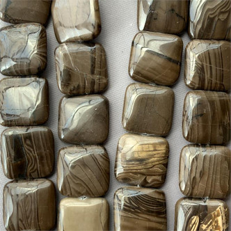 Coffee Jasper 20mm Square Semi-Precious Beads - per strand