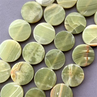 Flat Coin Agate Semi-Precious Beads - per strand