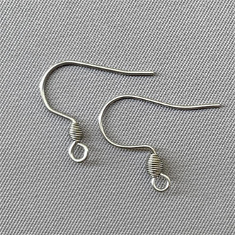 French Hook Coil Earwires 20mm Stainless Steel Q10 Pair Per Pkg