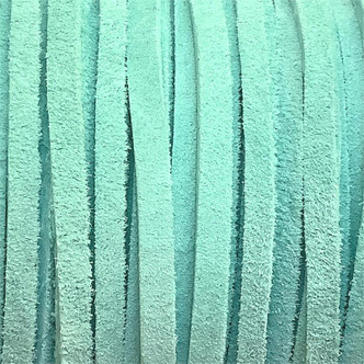 Aqua 3mm Thick Dyed Flat Suede Lace Leather Jewelry Cord per Foot