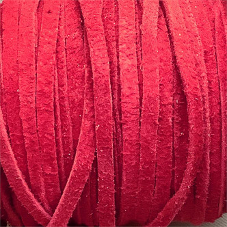Red 3/32" Inch Thin Dyed Flat Suede Lace Leather Jewelry Cord per Foot