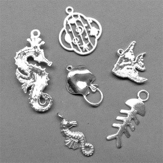 Under the Sea Silver Plated Alloy Mixed Ocean Charms Q6 per Pkg