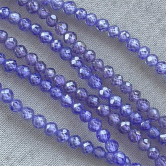 Tanzanite Cubic Zirconia Micro Faceted Round 3mm 60 Beads Per Strand