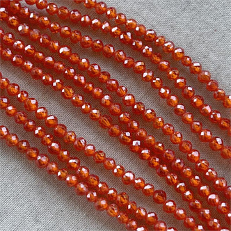 Hyacinth Cubic Zirconia Micro Faceted Round 3mm 60 Beads Per Strand