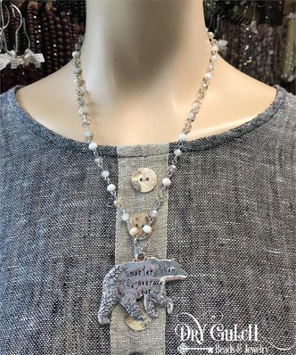 Smarter Than The Average Bear Pendant Necklace Artisan Beaded Rosary Chain Q1