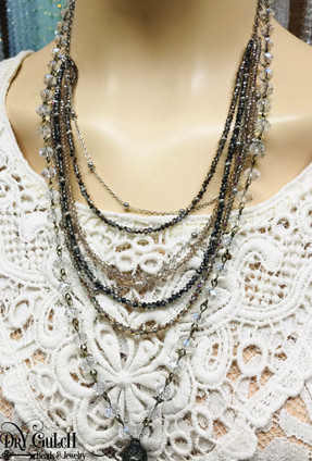 Boho Mix Multi Strand Crystal Chain Necklace Per Pc