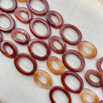 Carnelian Agate Oval Rings Semi Precious Bead Links Per Strand