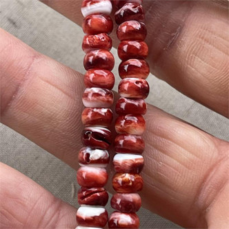 Red Coral Spiny Oyster Shell Rondelle Beads 6mm Per Strand