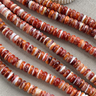 Red Coral Spiny Oyster Shell Rondelle Beads 8mm Per Strand