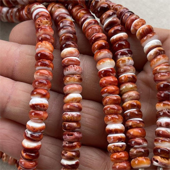 Red Coral Spiny Oyster Shell Rondelle Beads 8mm Per Strand