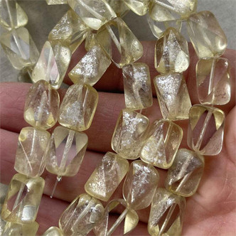15mm Keystone Windowcut Buttercup Mercury Geometric 10 Beads Per Strand