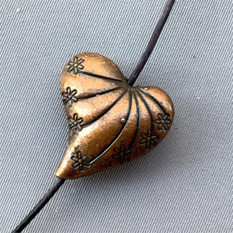 Thai Style Floral Heart Beads 25x23mm Antique Copper Plated Alloy Q12 Per Pkg