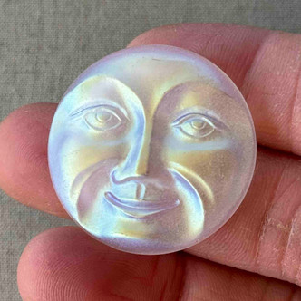 31mm Czech Glass Button Moon BIG Matte Crystal AB Q1 Per Pc