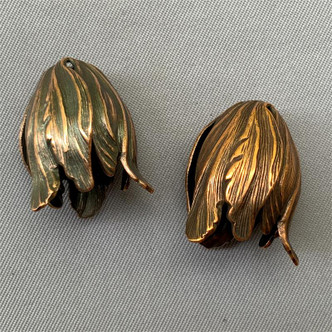 Tulip Cone Tassel Bead Caps 22x16mm Antiqued Copper Plated Brass Q2 Per Pkg