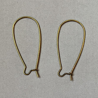 Kidney Earwires Earrings 33x14mm 20ga Antique Brass Plated Alloy Q24 Pair Per Pkg