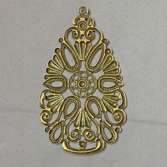 Large Teardrop Filigree Component 68x39mm Antique Brass Plated Alloy Q12 Per Pkg