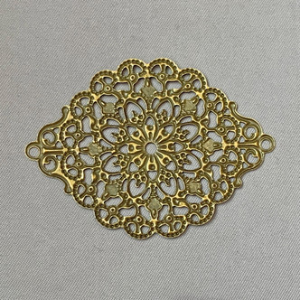 Oval Diamond Filigree Component 52x38mm Antique Brass Plated Alloy Q20 Per Pkg