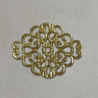 Small Oval Diamond Filigree Component 37x30mm Antique Brass Plated Alloy Q24 Per Pkg