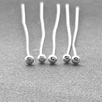 Ball Headpins 1.5 Inch 22 Gauge 2mm Ball Shiny Silver Plated Alloy Q100 Per Pkg