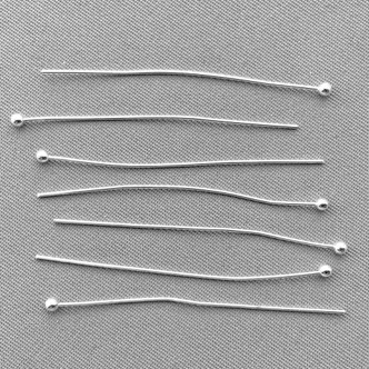 Ball Headpins 1.5 Inch 22 Gauge 2mm Ball Shiny Silver Plated Alloy Q100 Per Pkg