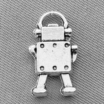 Small Heart Robot Charms 17x10mm Antique Silver Plated Alloy Q6 Per Pkg