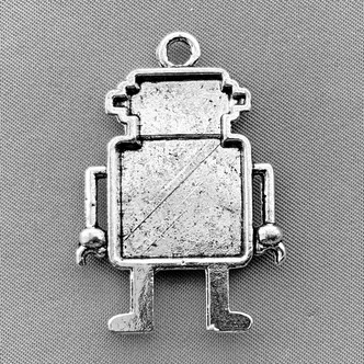 Large Robot Charms 40x27mm Antique Silver Plated Alloy Q3 Per Pkg