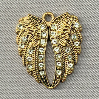 Clear Crystal Angel Wings Charms 25x22mm Hamilton Gold Plated Alloy Q2 Per Pkg