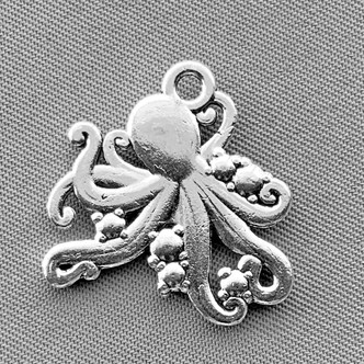 Octopus with Rhinestone Settings Charms 20mm Antique Silver Plated Alloy Q6 Per Pkg