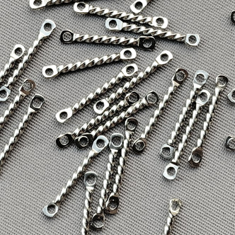 Long Twisted Bar 2 Loop Links 15x2mm Stainless Steel Plated Alloy Q18 Per Pkg