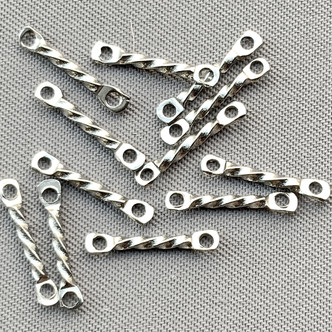 Short Twisted Bar 2 Loop Links 12x1.3mm Stainless Steel Plated Alloy Q20 Per Pkg