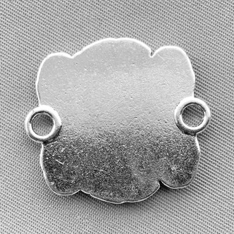 Square Cabochon Memory Tray 2 Loop Links Connectors 26x23mm Antique Silver Plated Alloy Connectors Q12 Per Pkg