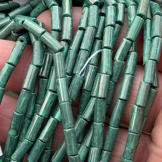 Wampum Bugle Tube 9x4mm Jade Moon Dust Czech Glass Beads Per Strand