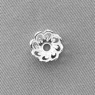 Swirl Flower Bead Caps 9mm Shiny Silver Plated Alloy Q50 Per Pkg