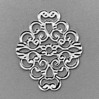 Small Oval Diamond Filigree Component 37x30mm Antique Silver Plated Alloy Q20 Per Pkg