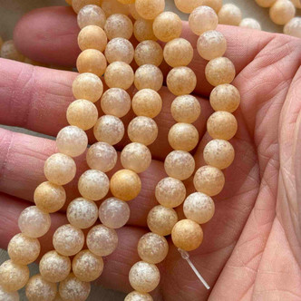 Etched Patina Glass 8mm Frosted Apricot Round Beads 24Pcs Per Strand