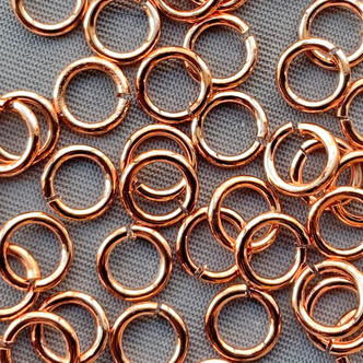 Round Open 6mm Jump Rings 18 Gauge Rose Copper Plated Steel Q200 Per Pkg