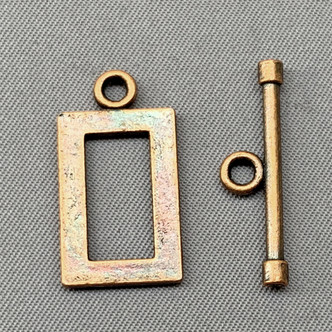Art Deco Rectangle Toggle Clasps 22x12mm Antique Copper Plated Alloy Q24 Per Pkg