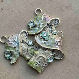Pastel Spring Mushroom Toadstool Pendant Artisan Hand Painted 55x42mm Per Pc