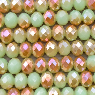 Copper Honeydew 8x6mm Faceted Rondelle Chinese Crystal Glass Beads Per Strand
