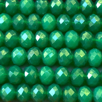 Emerald Opalite 8x6mm Faceted Rondelle Chinese Crystal Glass Beads Per Strand