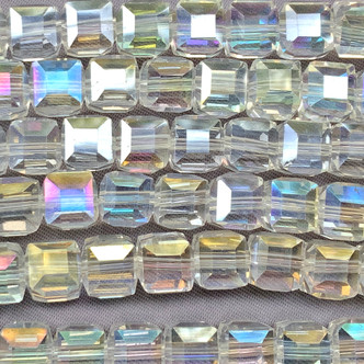 Clear Crystal AB 8mm Faceted Cube Chinese Crystal Glass Beads Per Strand