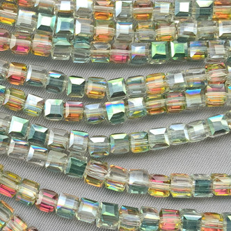 Crystal Volcano 4mm Faceted Cube Chinese Crystal Glass Beads Per Strand