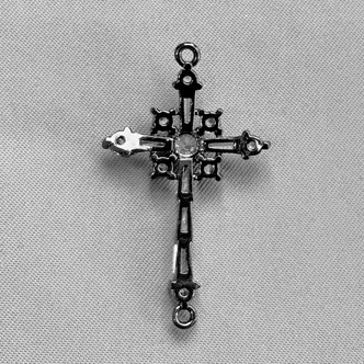 Cubic Zirconia Crystal Curved Cross Links 34x21mm Gunmetal Plated Alloy Connectors Q2 Per Pkg