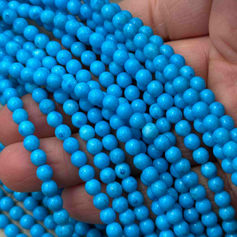 5mm Druk Neon Blue Patina Czech Glass Round 30 Beads Per Strand