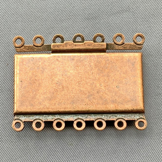 Ornate Rectangle 7 Strand Box Clasps 26x36mm Antique Copper Plated Alloy Q1 Per Pkg