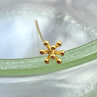 Decorative Flower Stamens Tiny Headpin 2 Inch 21 Gauge Gold Plated Brass Q10 Per Pkg