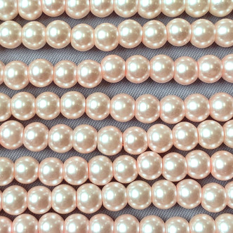 Apple Blossom 5mm Smooth Round Glass Pearls 1mm Hole Per Strand